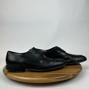 Mens Valentino Italy Black Leather Plain Toe Dress Shoes Oxfords Size EU 44 GUC